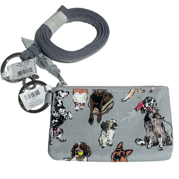 Vera Bradley Dog Show Zip ID and Lanyard Gray - Picture 5 of 5